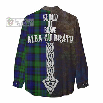Tartan Vibes Clothing Bannatyne Tartan Family Crest Women's Casual Shirt Alba Gu Brath Be Brave Lion Ancient Style