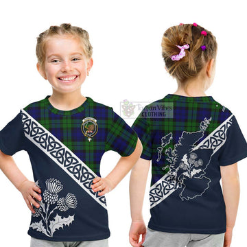Tartan Vibes Clothing Bannatyne Tartan Kid T-Shirt Featuring Thistle and Scotland Map