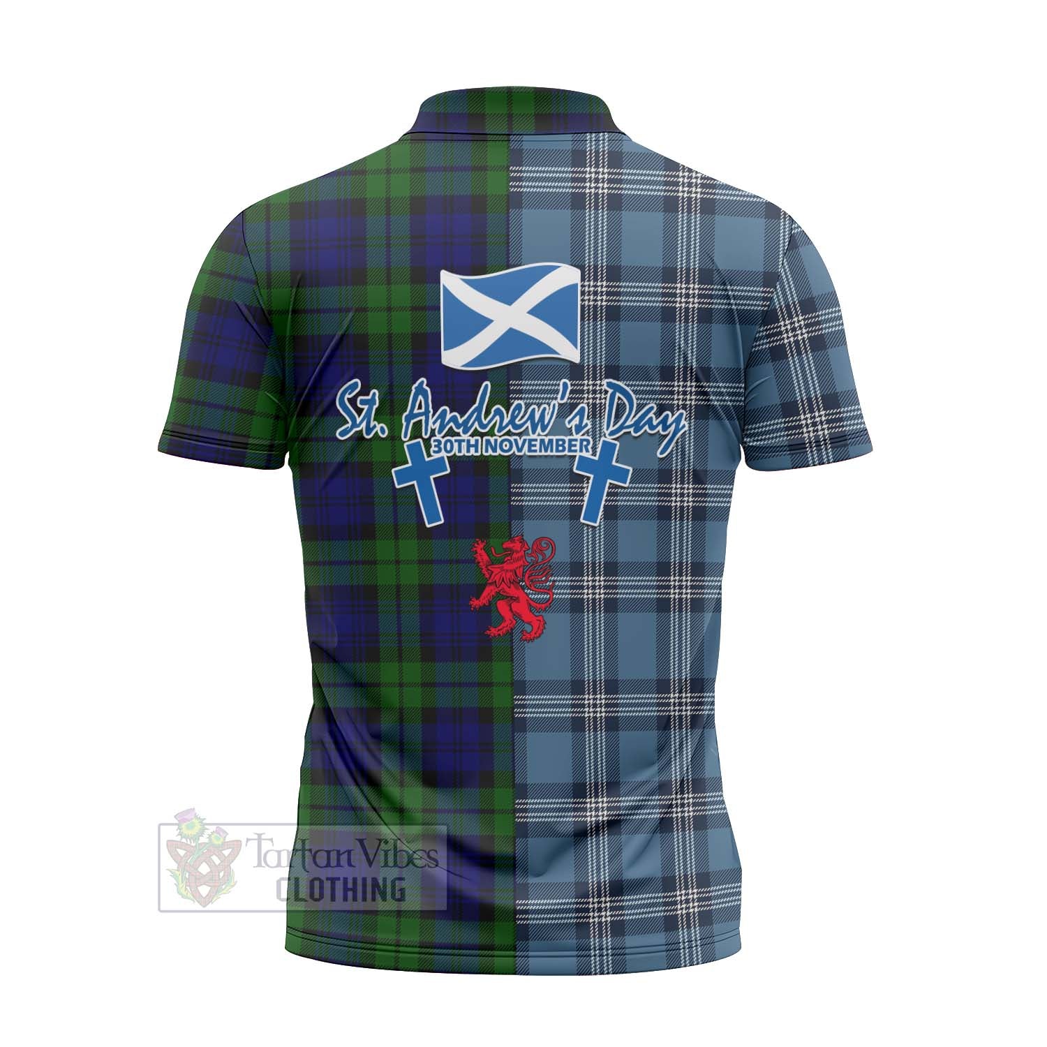 Tartan Vibes Clothing Bannatyne Tartan Zipper Polo Shirt Happy St. Andrew's Day Half Tartan Style