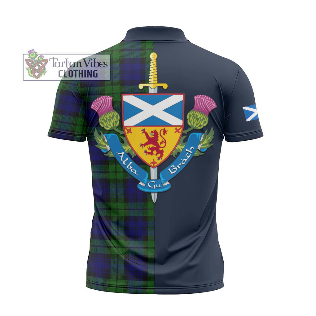 Tartan Vibes Clothing Bannatyne Tartan Zipper Polo Shirt with Scottish Lion Royal Arm Half Style