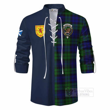 Bannatyne Tartan Ghillie Kilt Shirt Alba with Scottish Lion Royal Arm Half Style