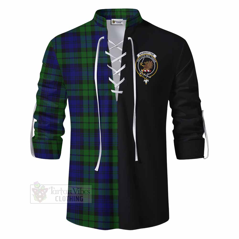 Tartan Vibes Clothing Bannatyne Tartan Ghillie Kilt Shirt with Family Crest and Half Of Me Style