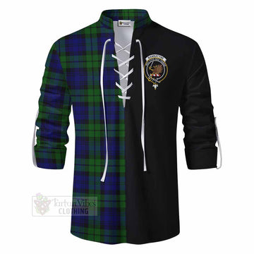 Tartan Vibes Clothing Bannatyne Tartan Ghillie Kilt Shirt with Family Crest and Half Of Me Style