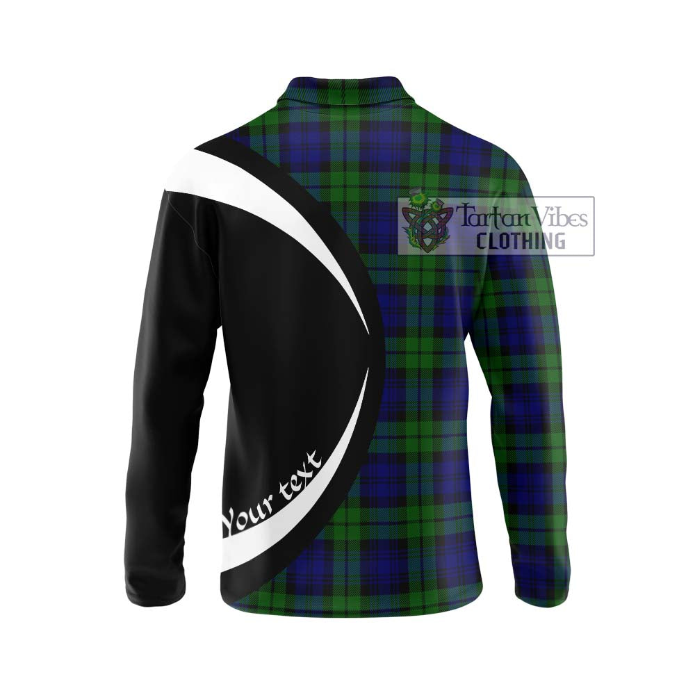 Bannatyne Tartan Long Sleeve Polo Shirt with Family Crest Circle Style - Tartan Vibes Clothing