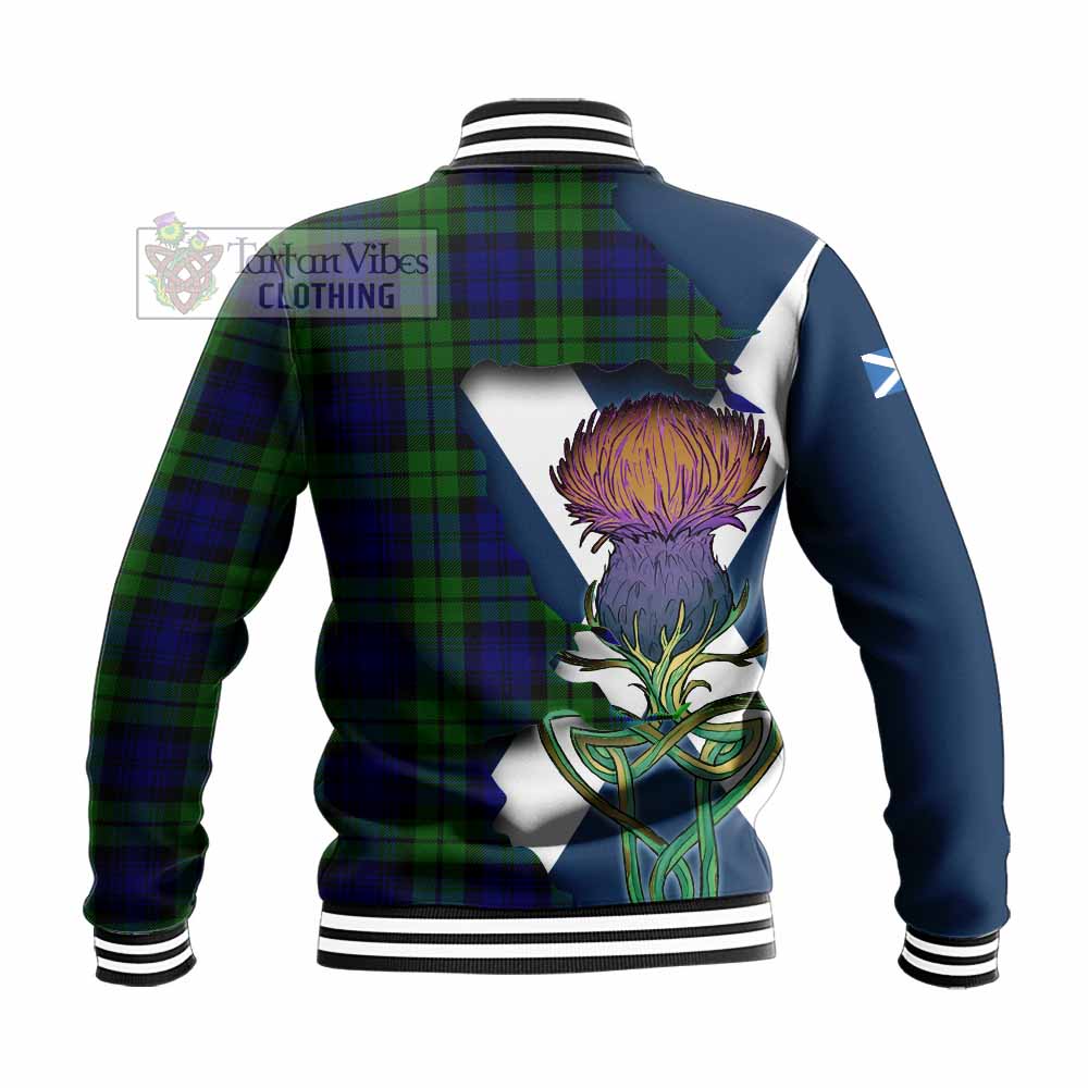 Tartan Vibes Clothing Bannatyne Tartan Family Crest Baseball Jacket Scottish Thistle Celtic Inspired