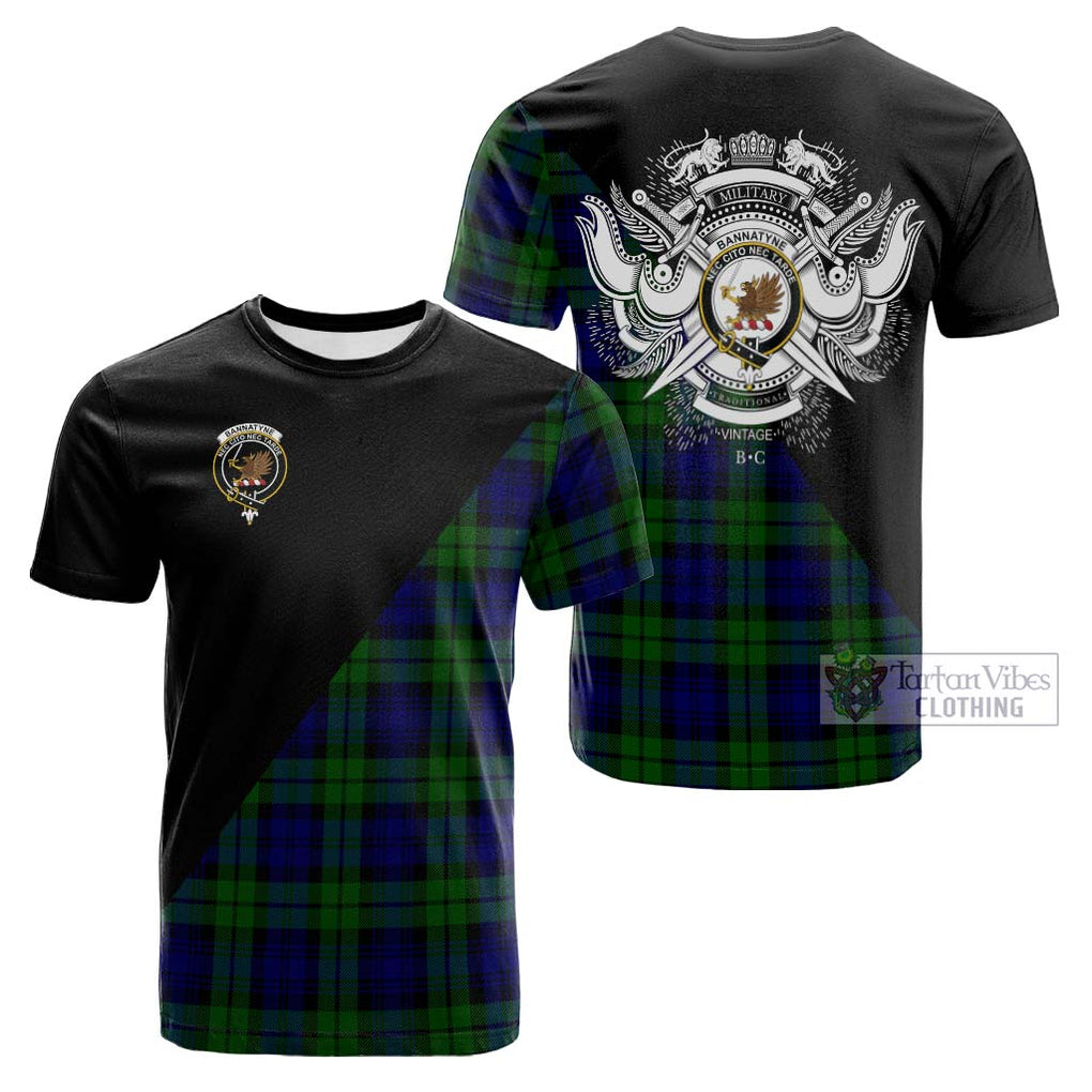 Tartan Vibes Clothing Bannatyne Tartan Cotton T-shirt with Family Crest and Military Logo Style