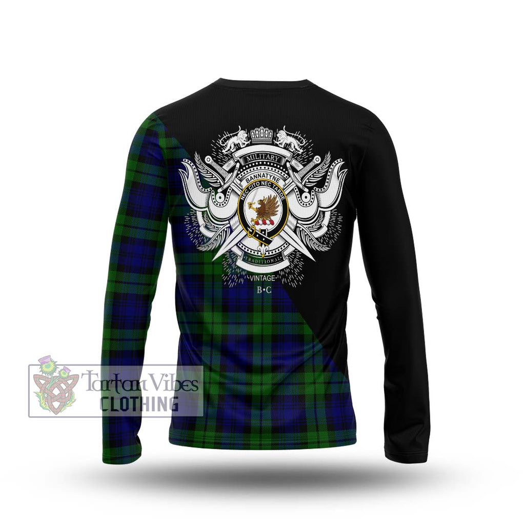 Bannatyne Tartan Long Sleeve T-Shirt with Family Crest and Military Logo Style - Tartanvibesclothing Shop