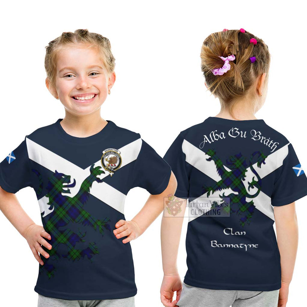 Tartan Vibes Clothing Bannatyne Tartan Lion Rampant Kid T-Shirt – Proudly Display Your Heritage with Alba Gu Brath and Clan Name