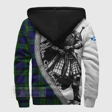 Tartan Vibes Clothing Bannatyne Tartan Clan Crest Sherpa Hoodie with Highlander Warrior Celtic Style