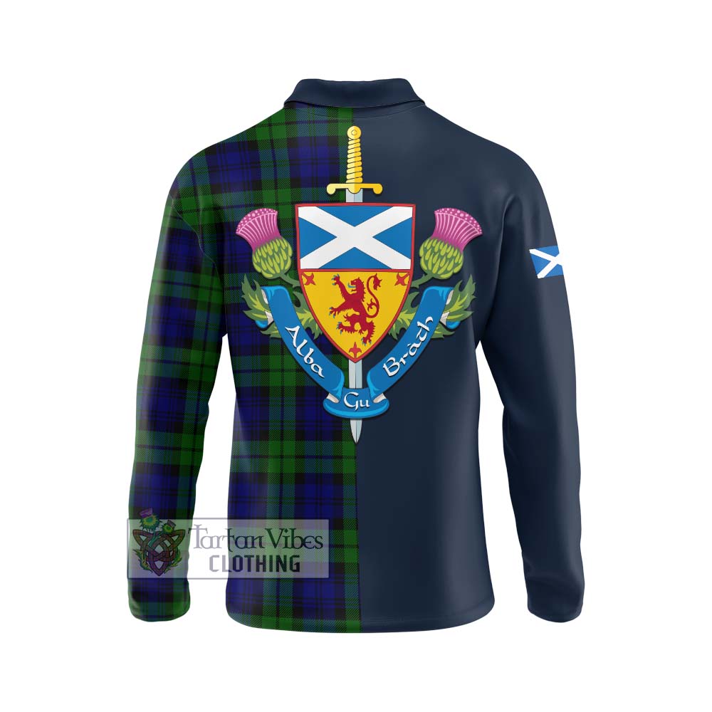 Tartan Vibes Clothing Bannatyne Tartan Long Sleeve Polo Shirt with Scottish Lion Royal Arm Half Style