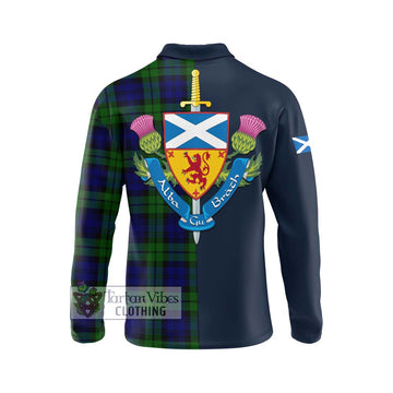 Tartan Vibes Clothing Bannatyne Tartan Long Sleeve Polo Shirt with Scottish Lion Royal Arm Half Style