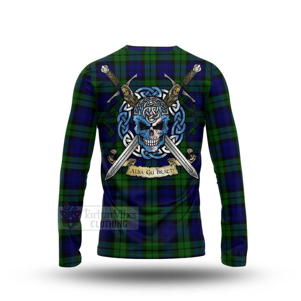 Tartan Vibes Clothing Bannatyne Tartan Long Sleeve T-Shirt with Family Crest Celtic Skull Style