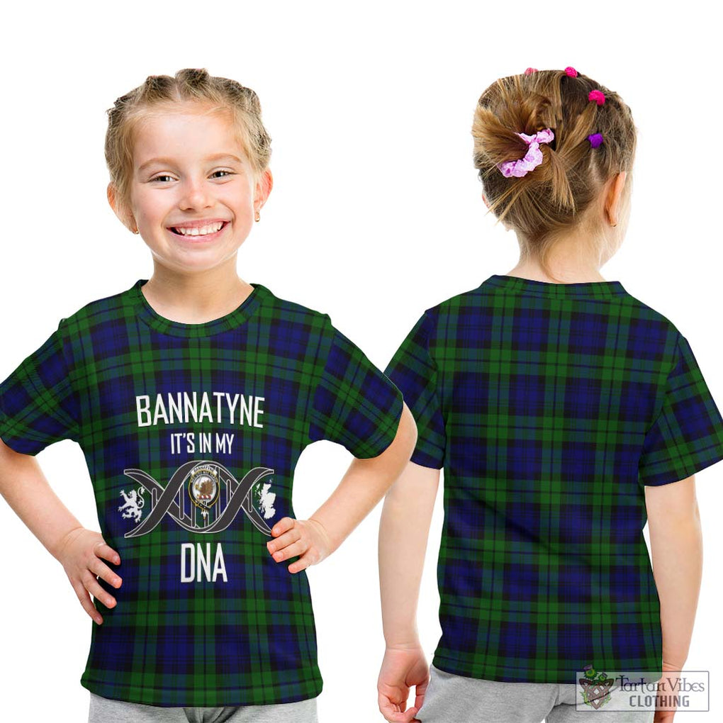 Bannatyne Tartan Kid T-Shirt with Family Crest DNA In Me Style - Tartanvibesclothing Shop
