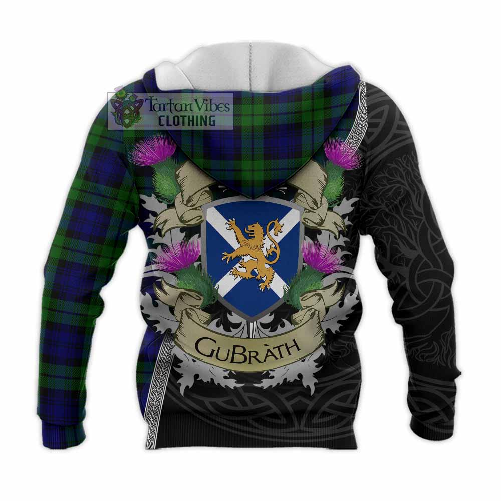 Tartan Vibes Clothing Bannatyne Tartan Family Crest Knitted Hoodie Lion Rampant Royal Thistle Shield Celtic Inspired