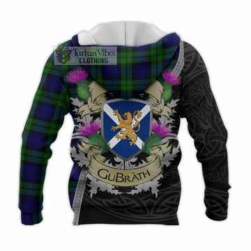 Tartan Vibes Clothing Bannatyne Tartan Family Crest Knitted Hoodie Lion Rampant Royal Thistle Shield Celtic Inspired