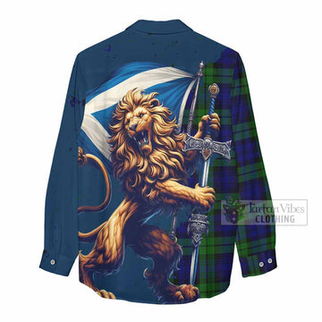 Tartan Vibes Clothing Bannatyne Tartan Family Crest Women's Casual Shirt with Scottish Majestic Lion
