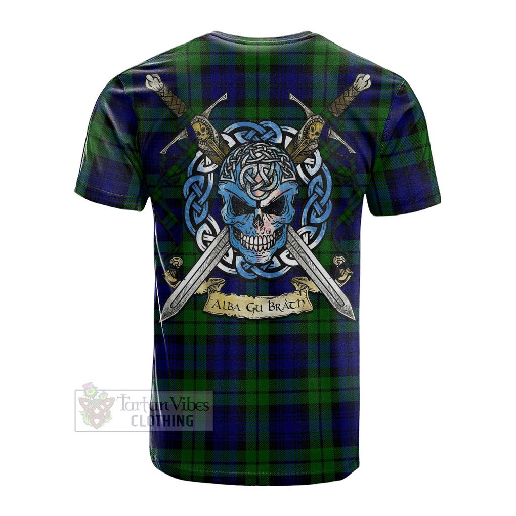 Tartan Vibes Clothing Bannatyne Tartan Cotton T-shirt with Family Crest Celtic Skull Style