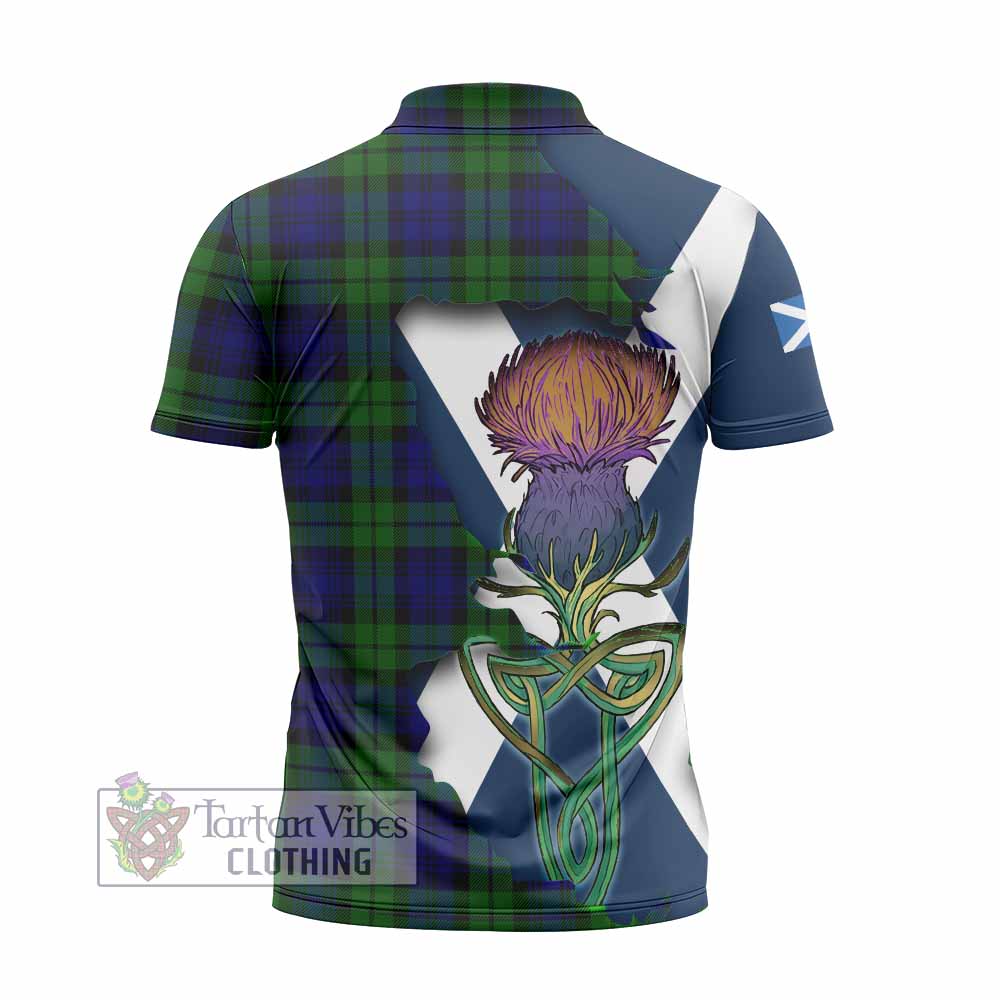 Tartan Vibes Clothing Bannatyne Tartan Family Crest Zipper Polo Shirt Scottish Thistle Celtic Inspired