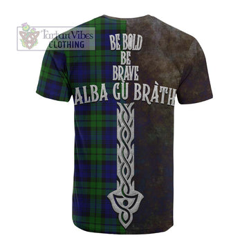 Tartan Vibes Clothing Bannatyne Tartan Family Crest Cotton T-shirt Alba Gu Brath Be Brave Lion Ancient Style