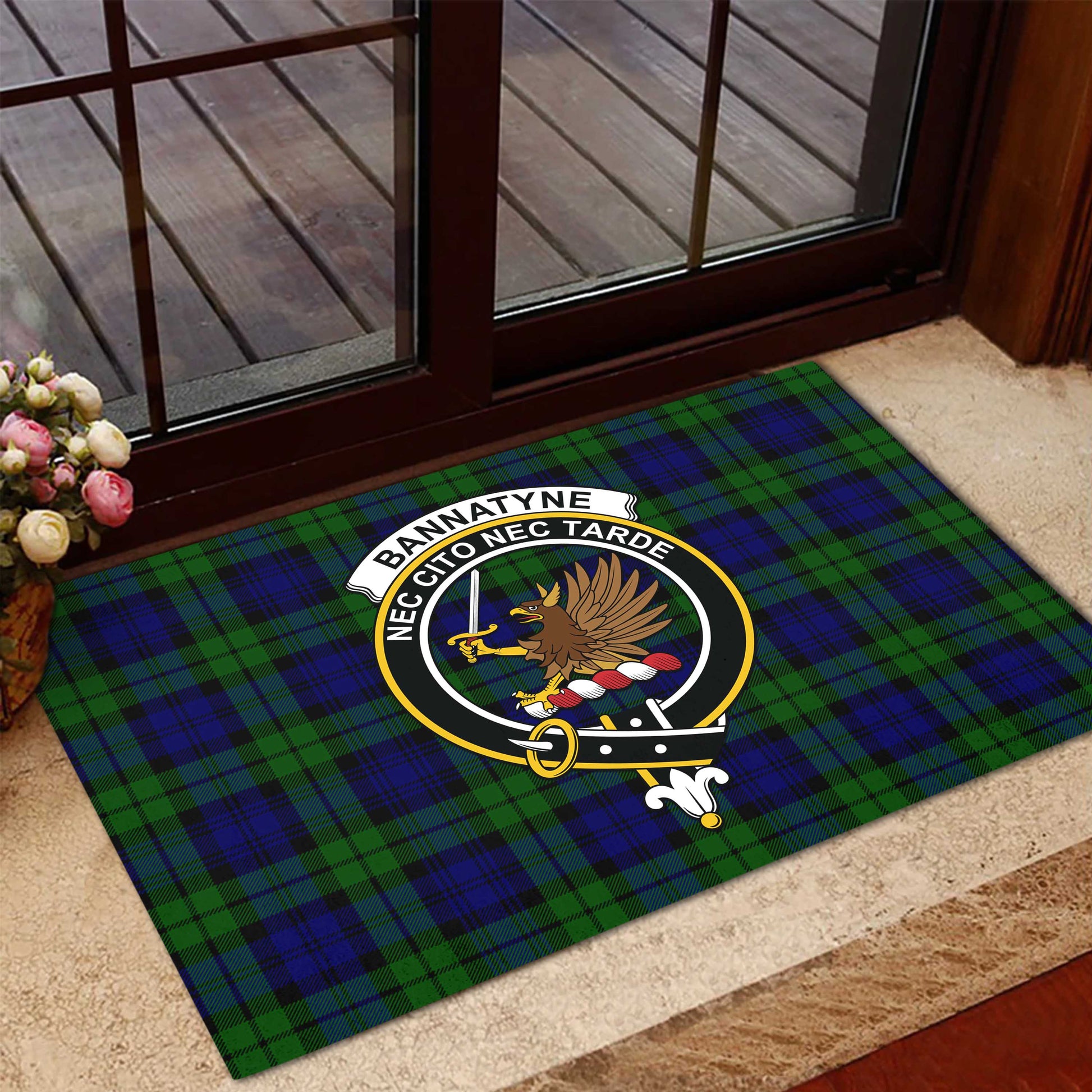 Bannatyne Tartan Door Mat with Family Crest - Tartanvibesclothing