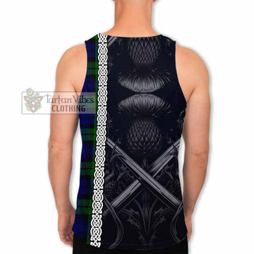 Tartan Vibes Clothing Bannatyne Tartan Men's Tank Top with Family Crest Cross Sword Thistle Celtic Vibes
