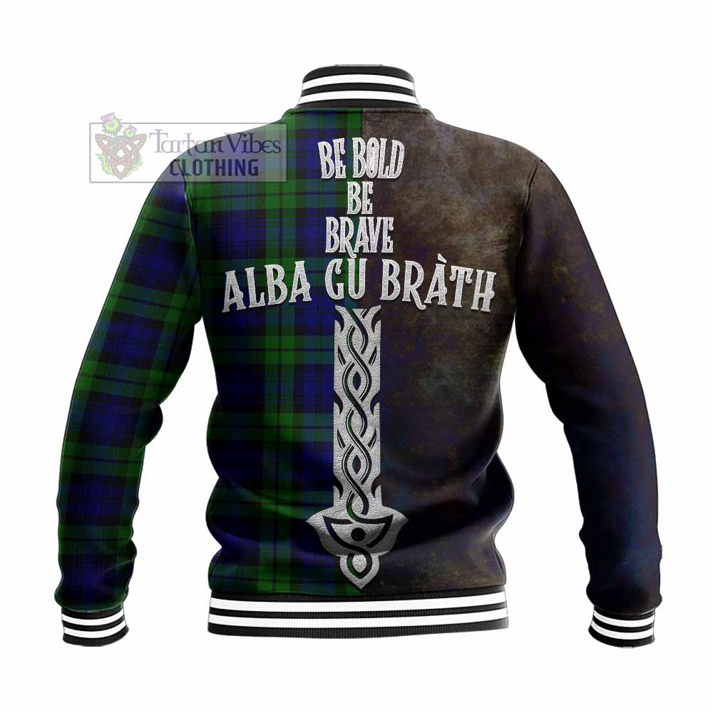 Tartan Vibes Clothing Bannatyne Tartan Family Crest Baseball Jacket Alba Gu Brath Be Brave Lion Ancient Style