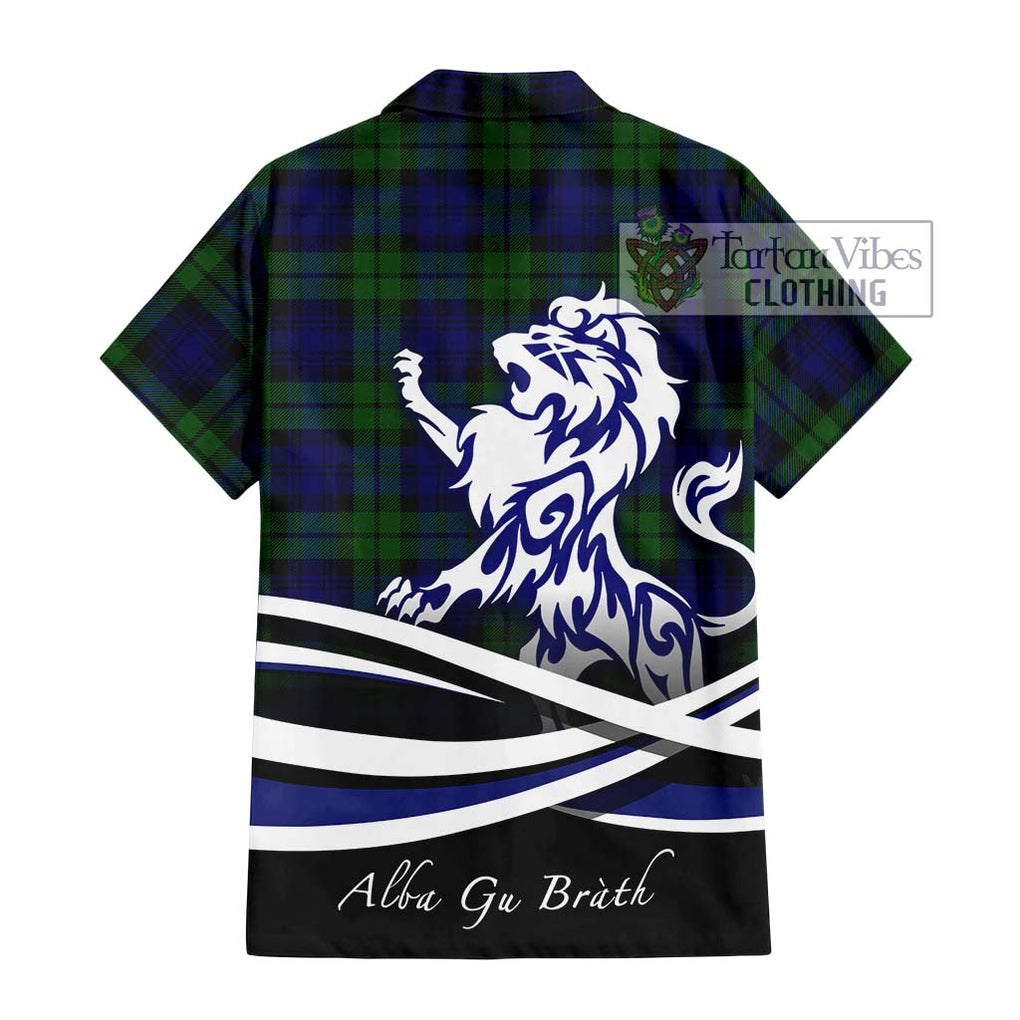 Bannatyne Tartan Short Sleeve Button Shirt with Alba Gu Brath Regal Lion Emblem - Tartanvibesclothing Shop