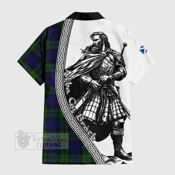 Tartan Vibes Clothing Bannatyne Tartan Clan Crest Short Sleeve Button Shirt with Highlander Warrior Celtic Style