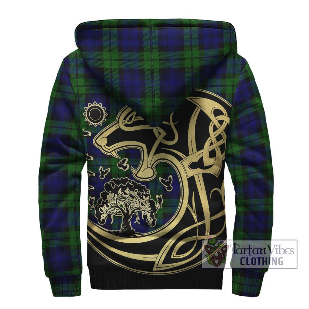 Bannatyne Tartan Sherpa Hoodie with Family Crest Celtic Wolf Style - Tartan Vibes Clothing