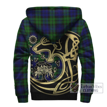 Bannatyne Tartan Sherpa Hoodie with Family Crest Celtic Wolf Style - Tartan Vibes Clothing