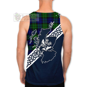 Tartan Vibes Clothing Bannatyne Tartan Men's Tank Top Featuring Thistle and Scotland Map
