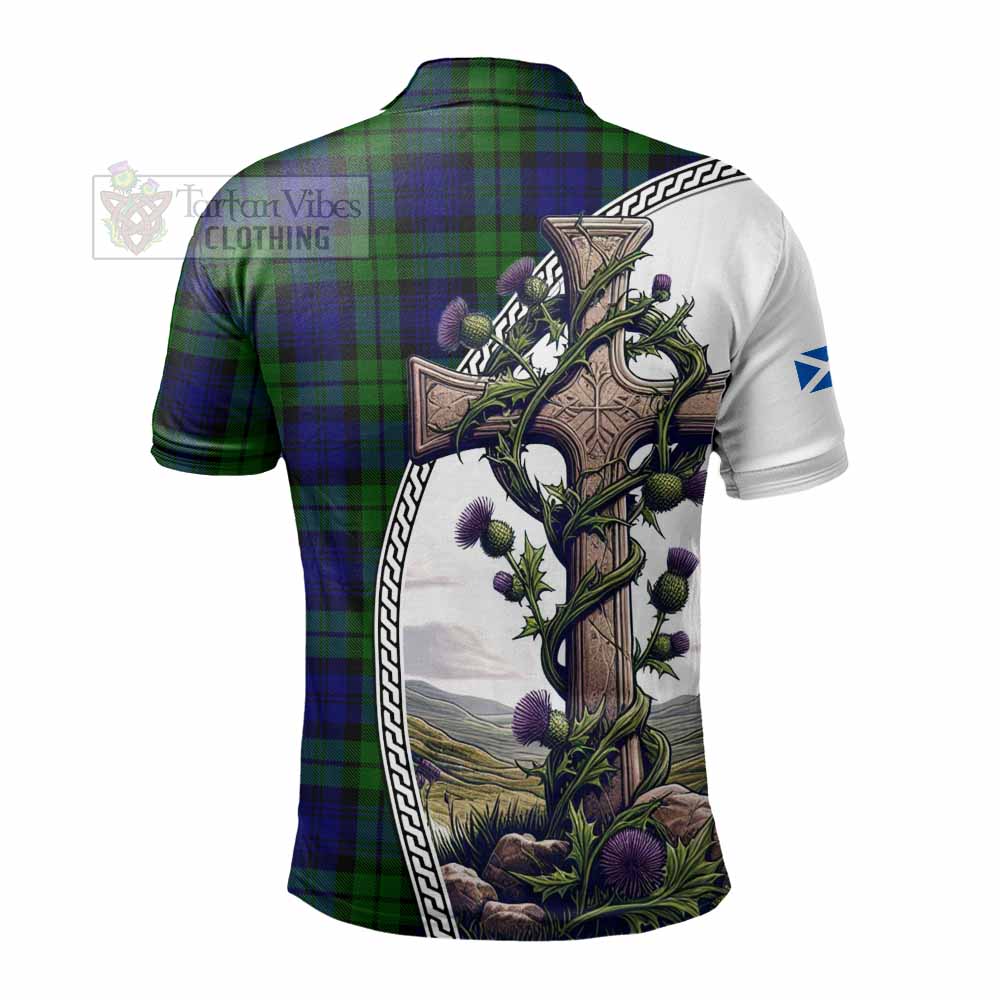 Tartan Vibes Clothing Bannatyne Tartan Polo Shirt with Family Crest and St. Andrew's Cross Accented by Thistle Vines
