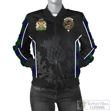 Tartan Vibes Clothing Bannatyne Tartan Bomber Jacket with Family Crest and Scottish Thistle Vibes Sport Style