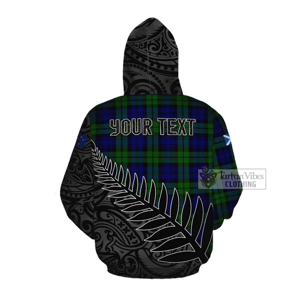 Tartan Vibes Clothing Bannatyne Crest Tartan Cotton Hoodie with New Zealand Silver Fern Half Style