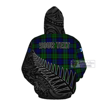 Tartan Vibes Clothing Bannatyne Crest Tartan Cotton Hoodie with New Zealand Silver Fern Half Style