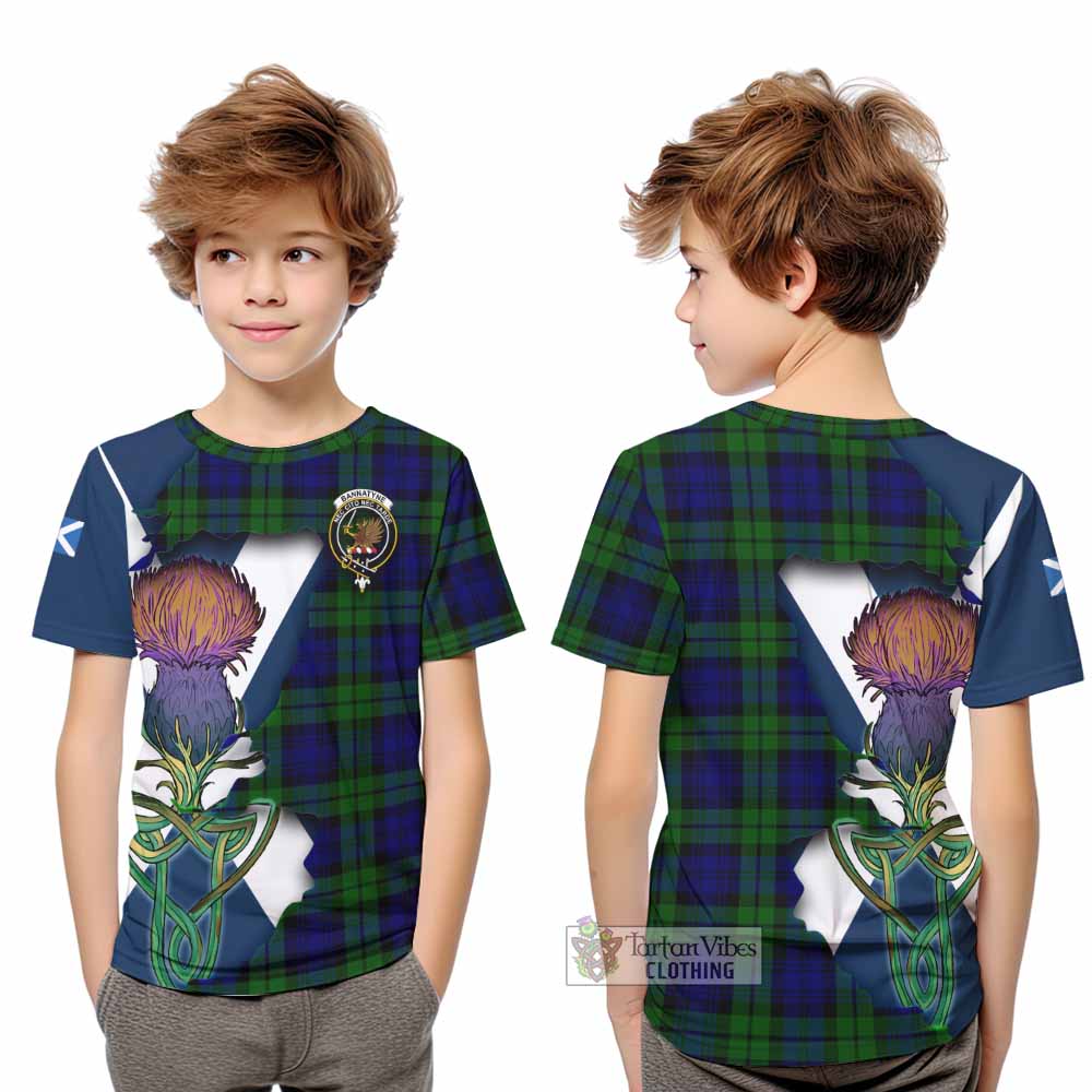 Tartan Vibes Clothing Bannatyne Tartan Family Crest Kid T-Shirt Scottish Thistle Celtic Inspired