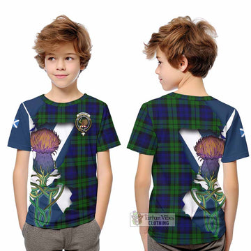Tartan Vibes Clothing Bannatyne Tartan Family Crest Kid T-Shirt Scottish Thistle Celtic Inspired