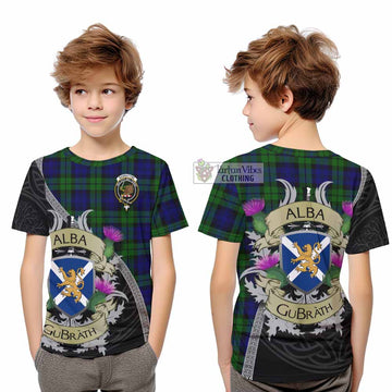 Tartan Vibes Clothing Bannatyne Tartan Family Crest Kid T-Shirt Lion Rampant Royal Thistle Shield Celtic Inspired