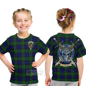 Tartan Vibes Clothing Bannatyne Tartan Kid T-Shirt with Family Crest Celtic Skull Style