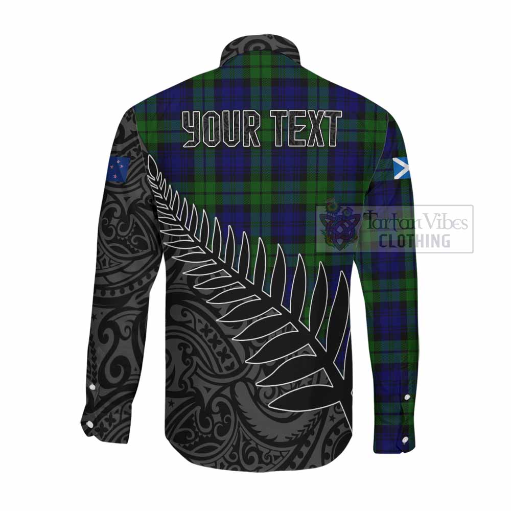 Tartan Vibes Clothing Bannatyne Crest Tartan Long Sleeve Button Shirt with New Zealand Silver Fern Half Style