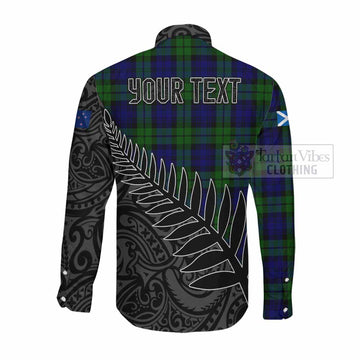 Tartan Vibes Clothing Bannatyne Crest Tartan Long Sleeve Button Shirt with New Zealand Silver Fern Half Style