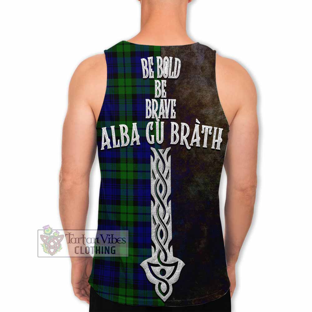 Tartan Vibes Clothing Bannatyne Tartan Family Crest Men's Tank Top Alba Gu Brath Be Brave Lion Ancient Style