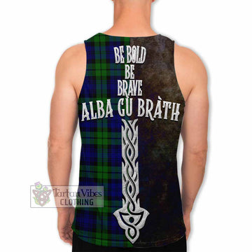 Tartan Vibes Clothing Bannatyne Tartan Family Crest Men's Tank Top Alba Gu Brath Be Brave Lion Ancient Style