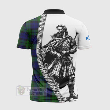 Tartan Vibes Clothing Bannatyne Tartan Clan Crest Zipper Polo Shirt with Highlander Warrior Celtic Style