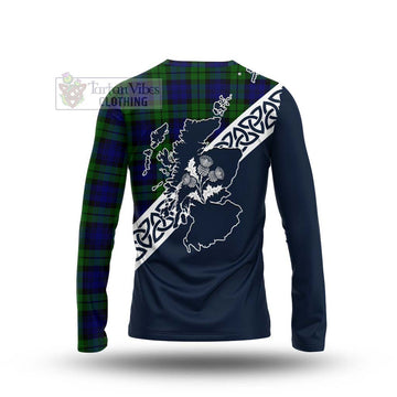 Tartan Vibes Clothing Bannatyne Tartan Long Sleeve T-Shirt Featuring Thistle and Scotland Map