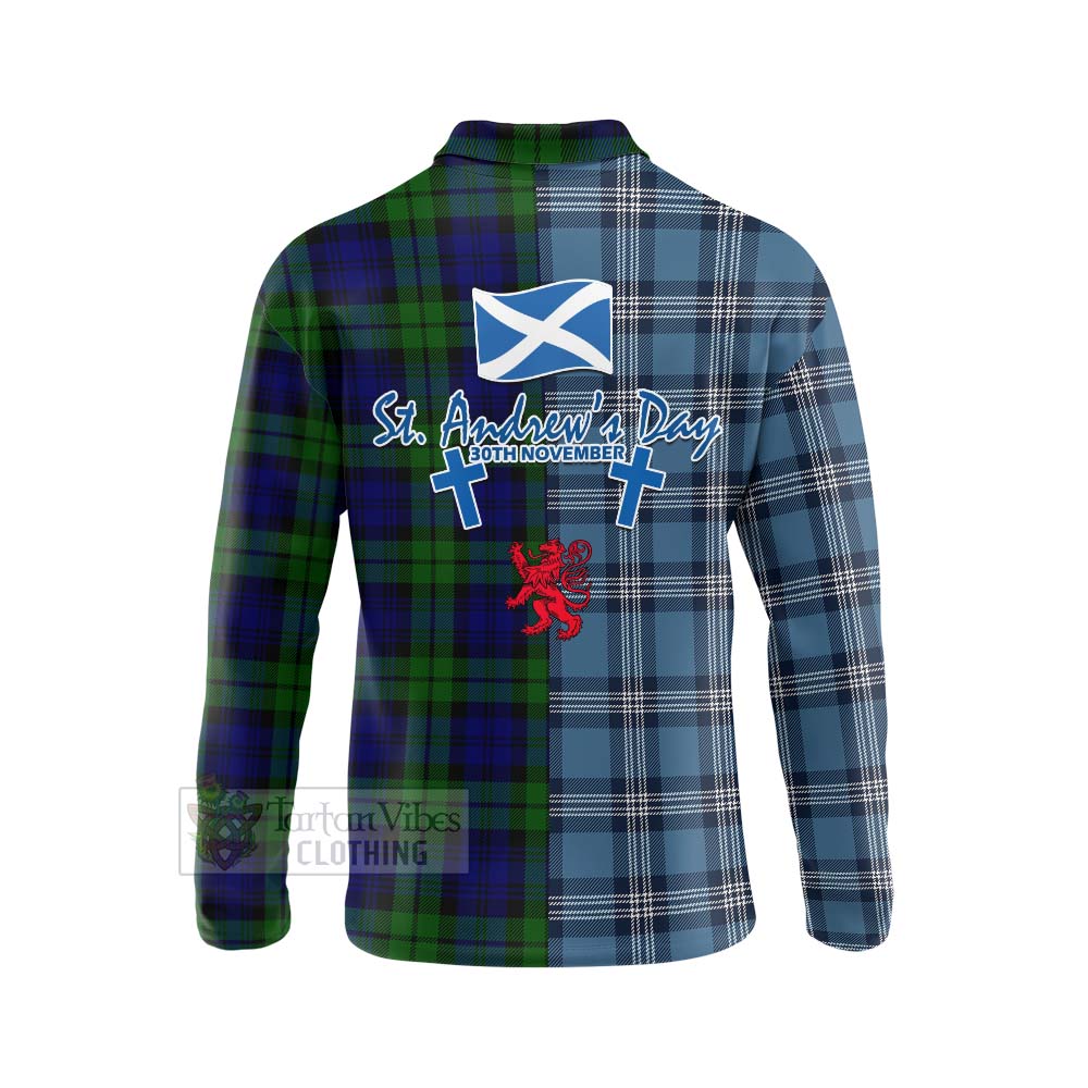 Tartan Vibes Clothing Bannatyne Tartan Long Sleeve Polo Shirt Happy St. Andrew's Day Half Tartan Style