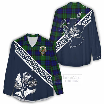Bannatyne Tartan Women's Casual Shirt Featuring Thistle and Scotland Map - Tartan Vibes Clothing