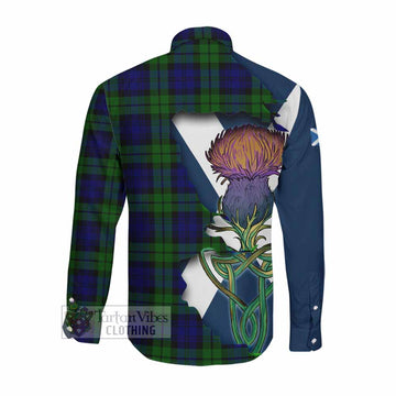 Tartan Vibes Clothing Bannatyne Tartan Family Crest Long Sleeve Button Shirt Scottish Thistle Celtic Inspired