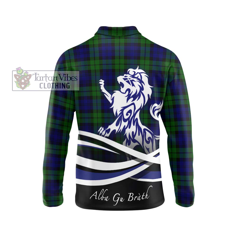 Bannatyne Tartan Long Sleeve Polo Shirt with Alba Gu Brath Regal Lion Emblem - Tartanvibesclothing Shop