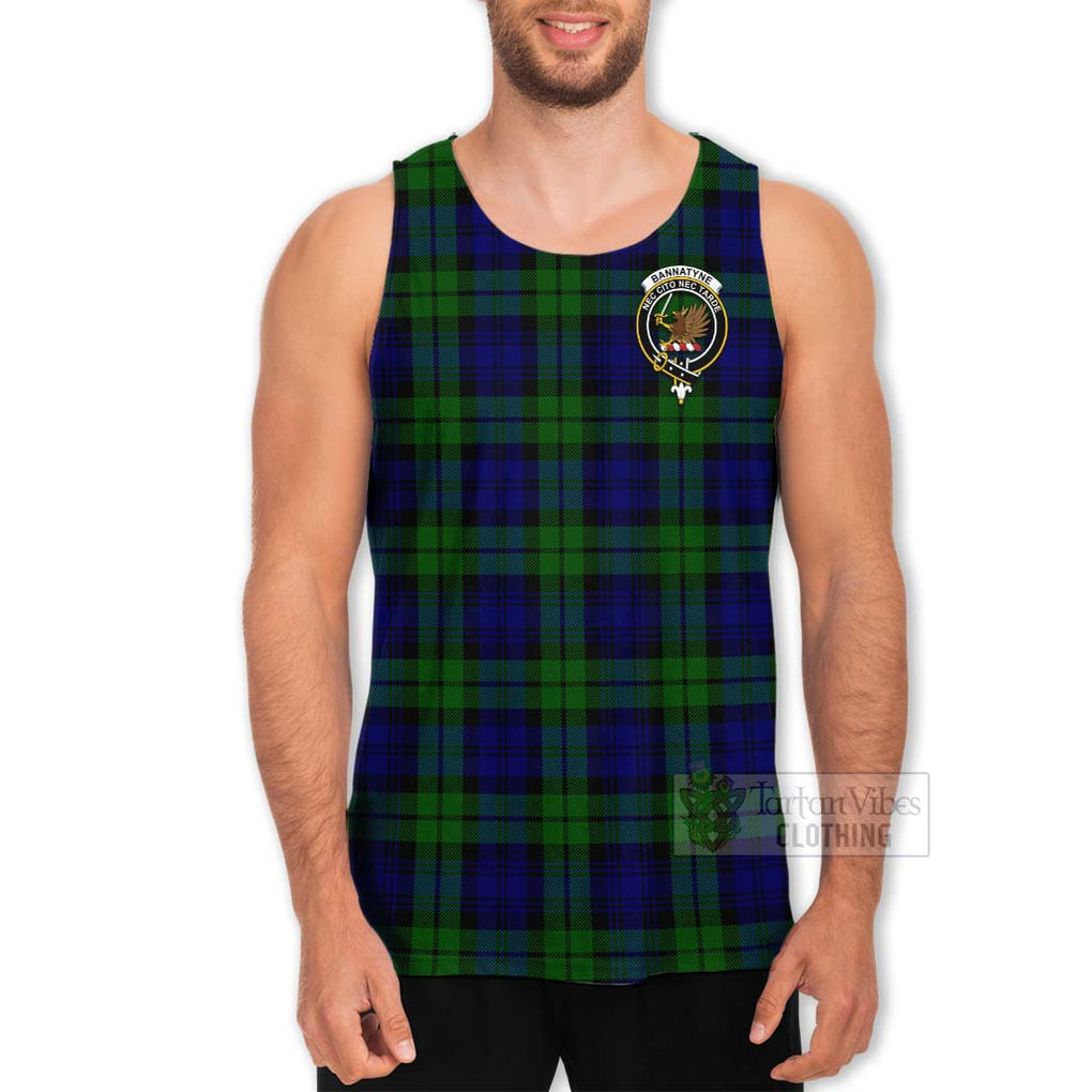 Tartan Vibes Clothing Bannatyne Tartan Men's Tank Top with Family Crest and Bearded Skull Holding Bottles of Whiskey